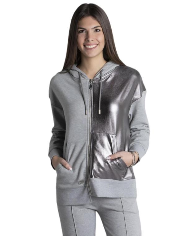Woman hoody full zip Glossy