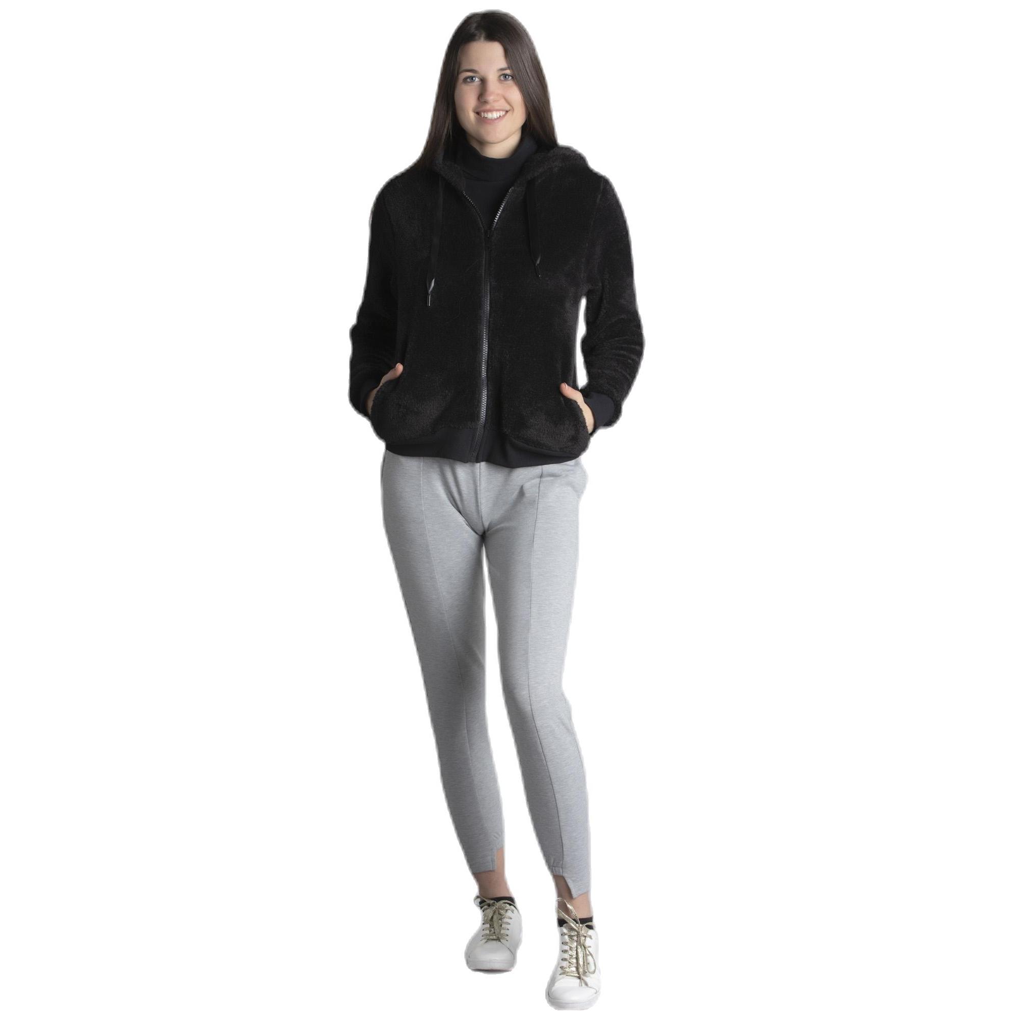 Felpa da donna Sherpa con cappuccio e cappuccio in lana fucsia