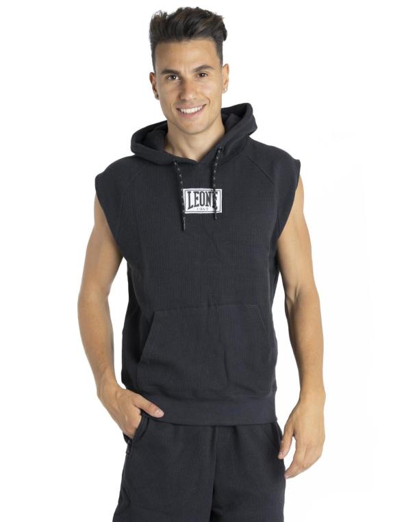 Man hoody sleeveeless B&W