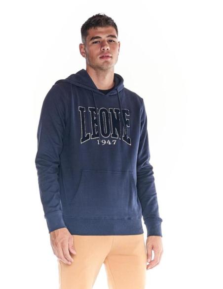Leone 1947 Men's sweatshirt with hood blue cotton M313TN4F10