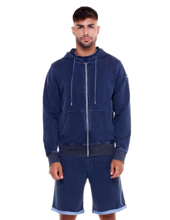 Man hoody full zip Indigo