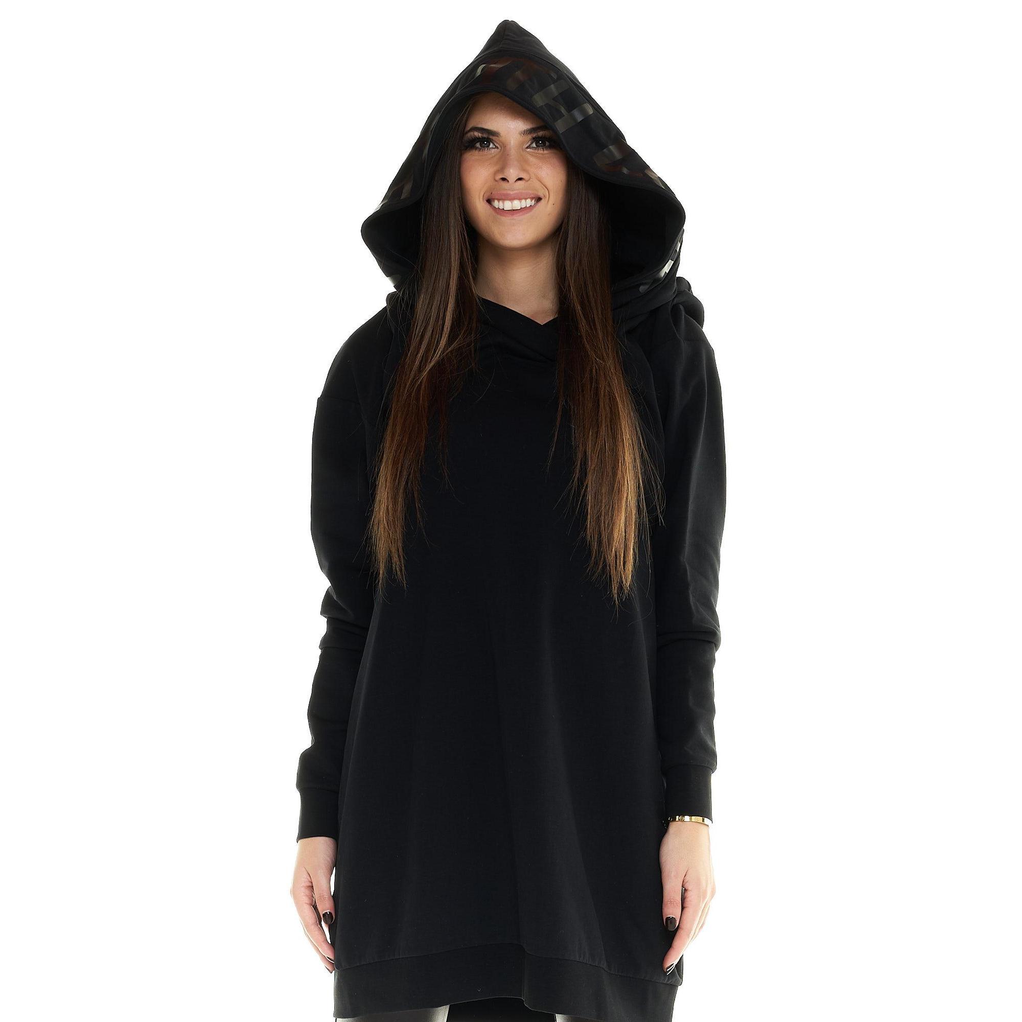 Felpa con cappuccio Leone donna lunga Blackout