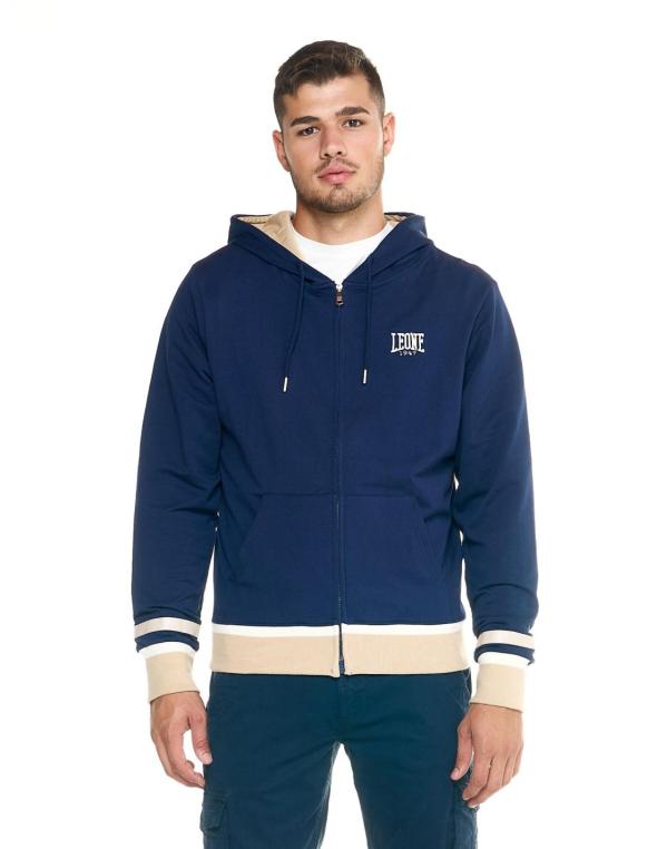 Leone 1947 Men's sweatshirt with hood blue cotton M313TN4F10