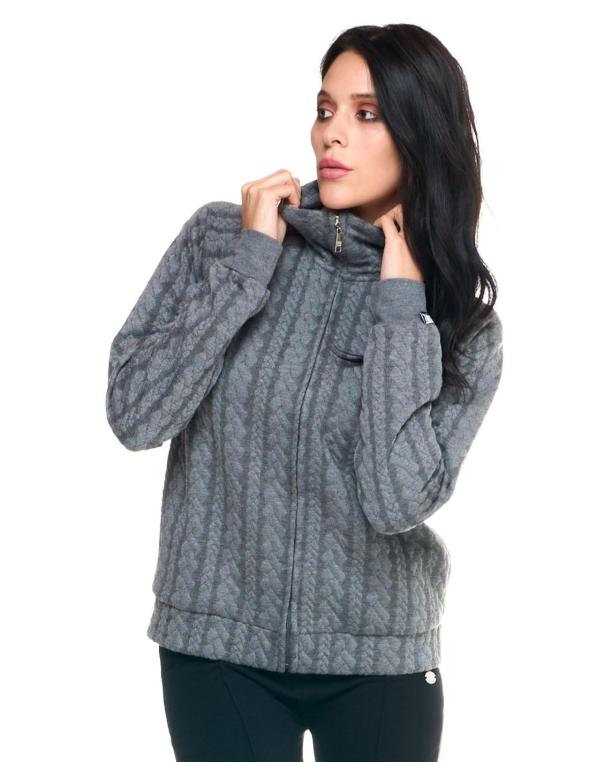 Woman high collar bonded...