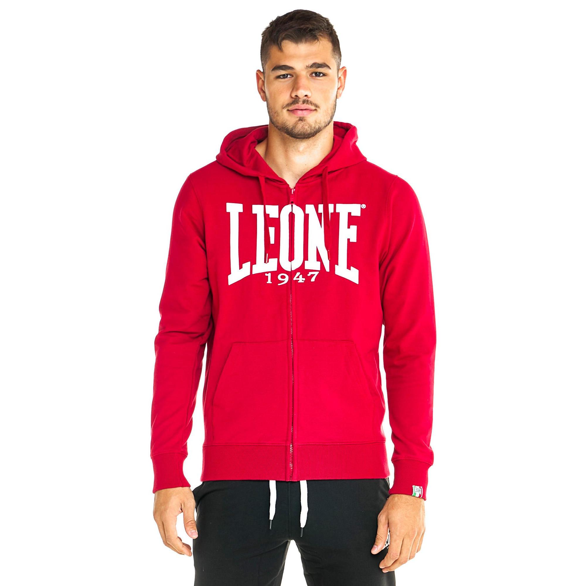 Felpa Leone uomo con cappuccio e full zip logo grande Basic