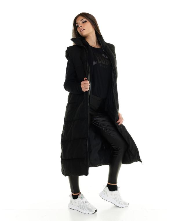 Woman hoody over jacket...