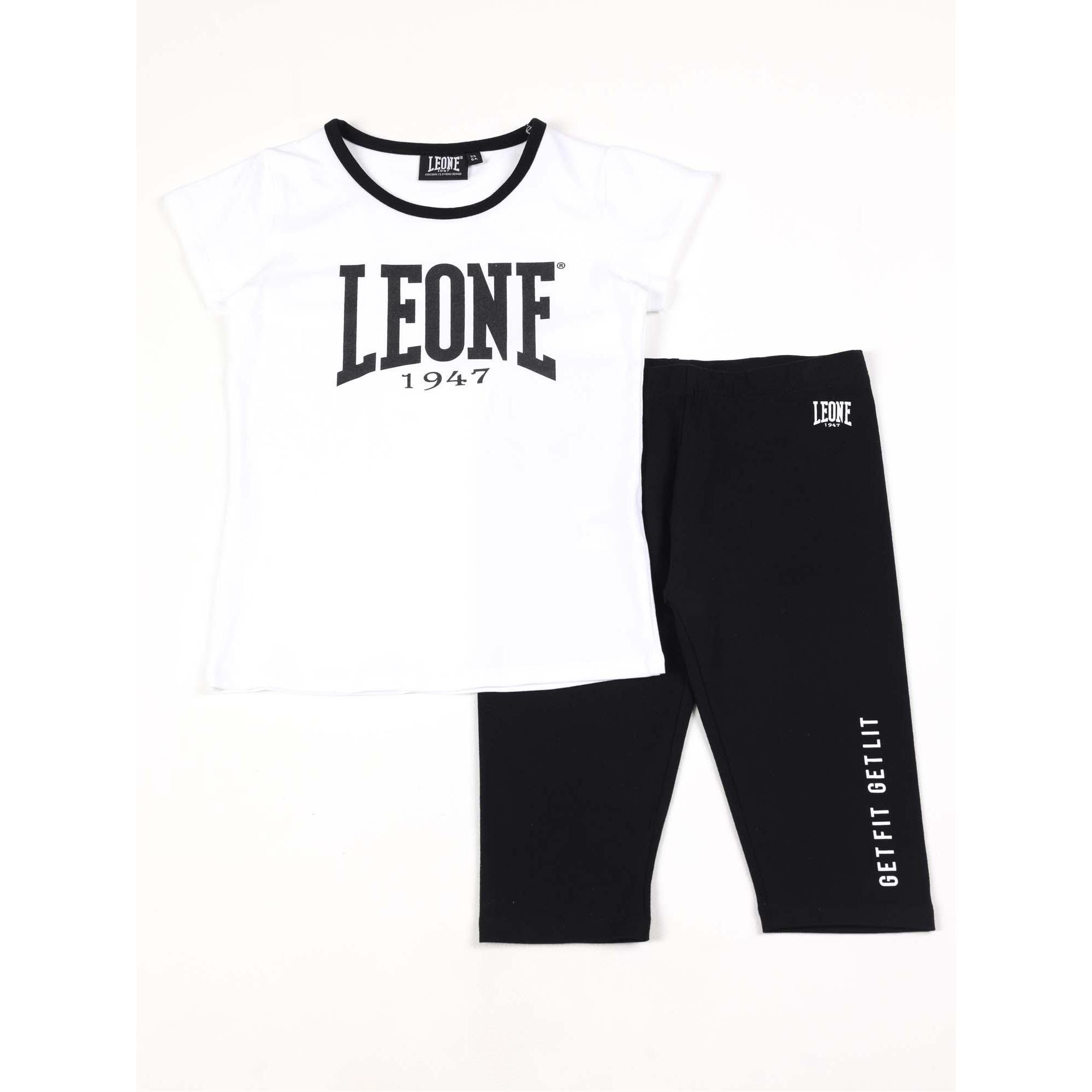 Set completo da bambina con t shirt e leggings a pantaloncino Leone Multicolor