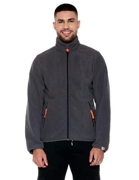 Felpa Uomo Micropile Be Board Con Zip | Taglie Forti 3XL-6XL | Bandiera Canadese Ricamata