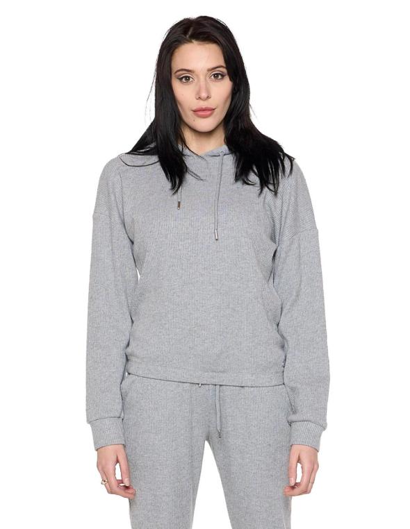 Woman rib hoody Pearl