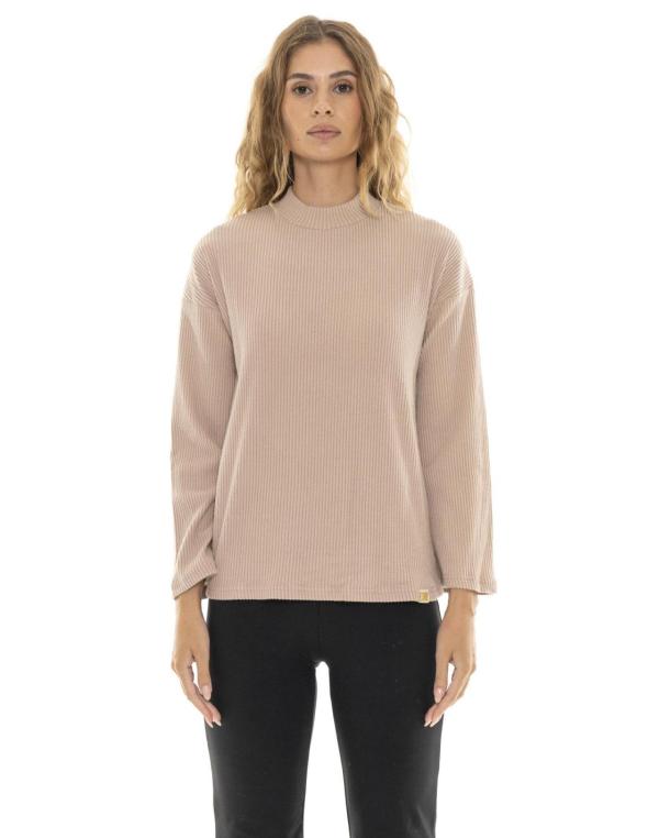 Woman rib high collar Relaxed
