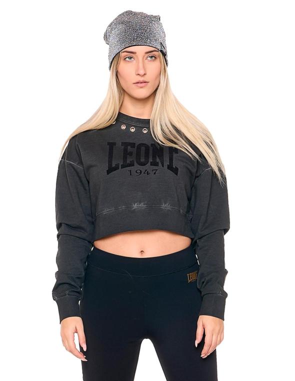 Felpa crop da donna a...