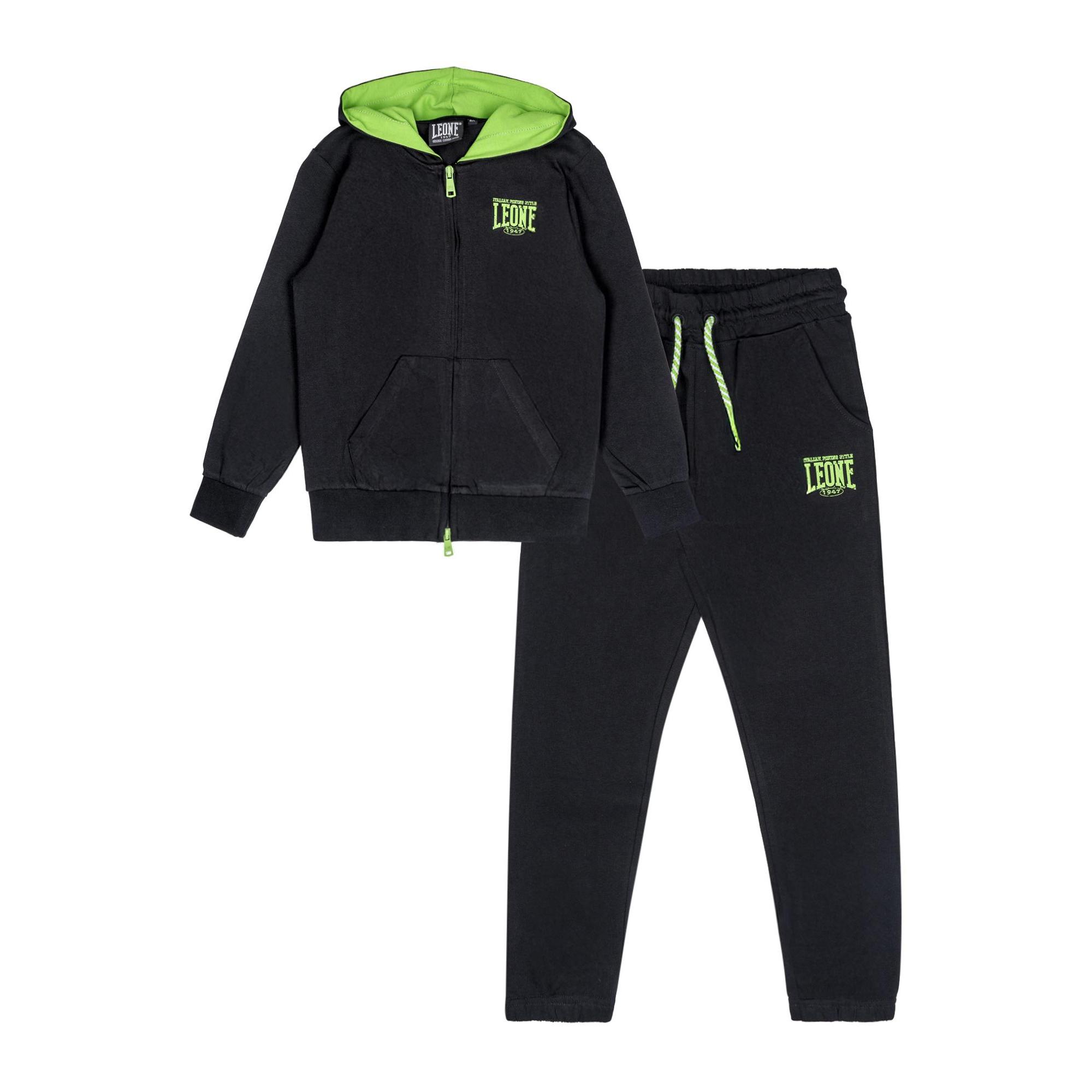 Tuta da bambino in cotone non garzato con cappuccio e zip Leone Boxing