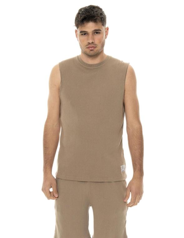 Man t-shirt sleveless Natural
