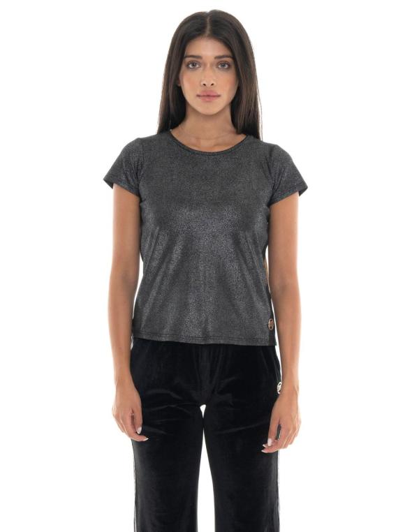 Woman t-shirt lurex Gold Studs