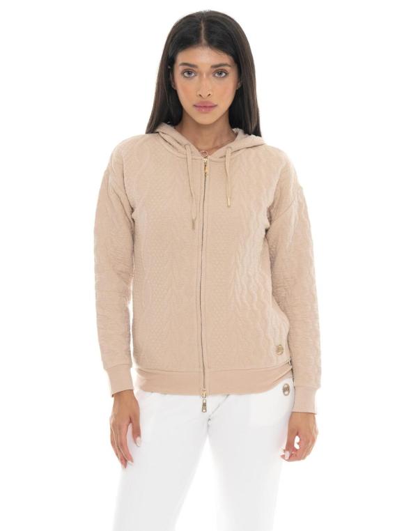 Woman hoody full zip bonded