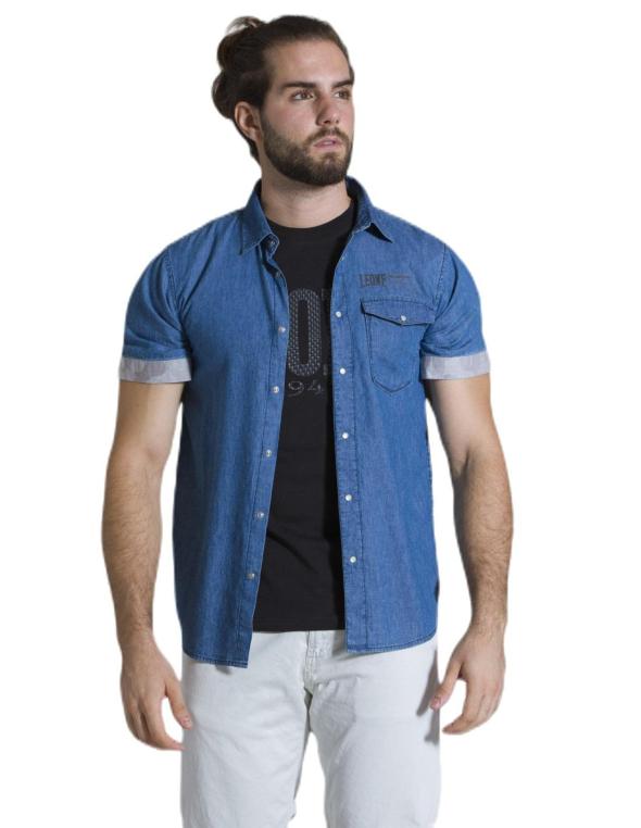 Man denim shirt short...
