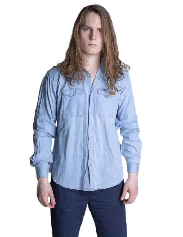 Man denim shirt long...