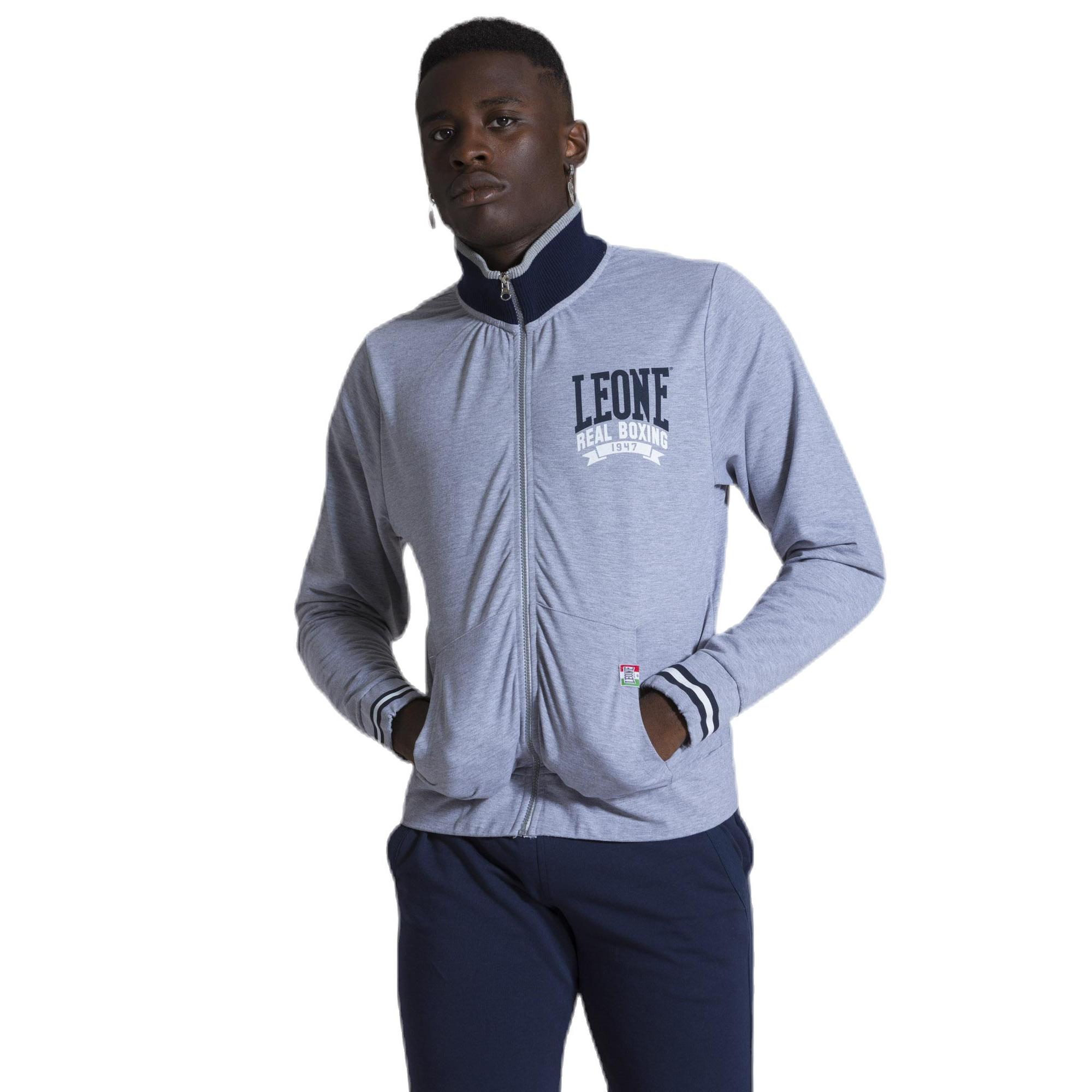 Ensemble jogging et sweat-shirt à capuche zippé gris avec bandes