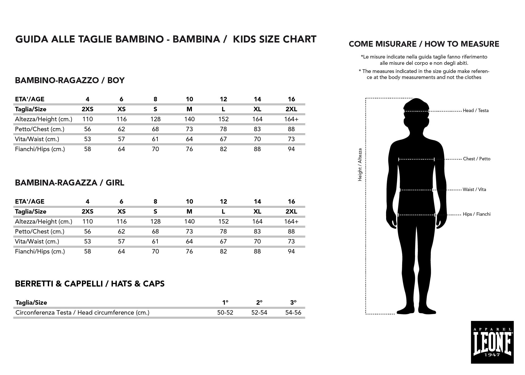 tabella taglie leone
